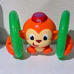 Bright Starts Roll & Glow Monkey Musical Light Up Crawl Toy Orange Green 52181